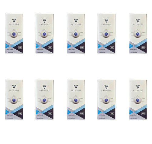 Beyaz Ventilli FFP2 NR Toz İş Güvenlik Sanayi Boya Konik Maske - 25 Adetlik 10 Paket