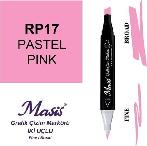 Çift Uçlu Marker Grafik Çizim Kalemi 17 Pastel Pembe