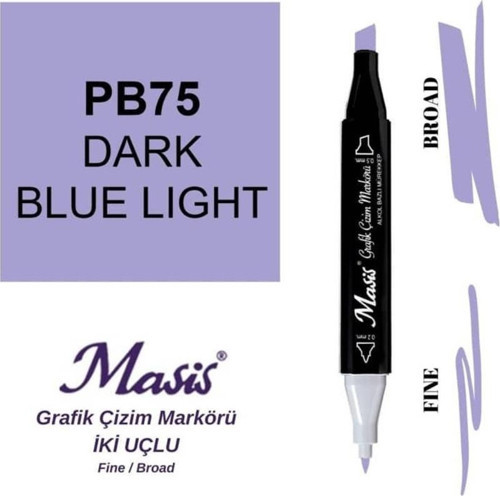 Çift Uçlu Marker Grafik Çizim Kalemi 75 Sisli Açık Mavi