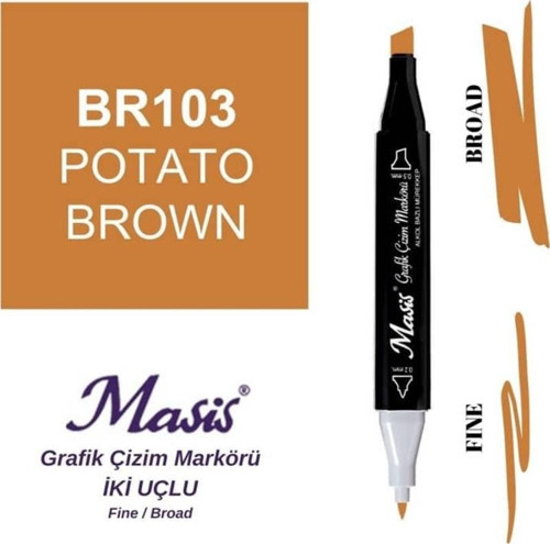 Çift Uçlu Marker Grafik Çizim Kalemi 103 Patates Kahve