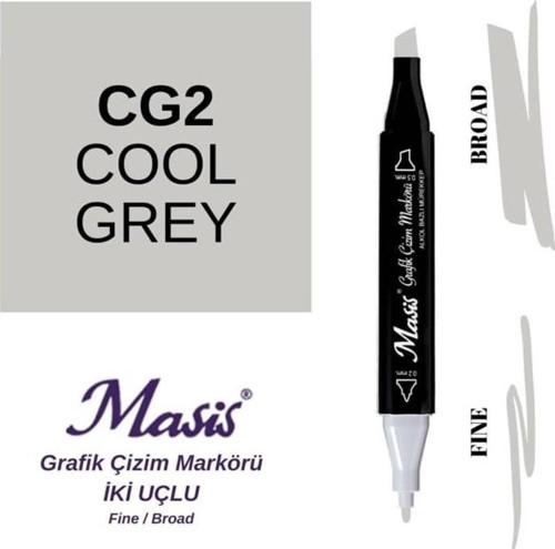 Çift Uçlu Marker Grafik Çizim Kalemi CG2 SoğuK Gri