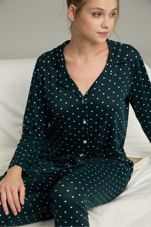 Gömlek Yaka Düğmeli Milan Örme Pijama Takım25224035