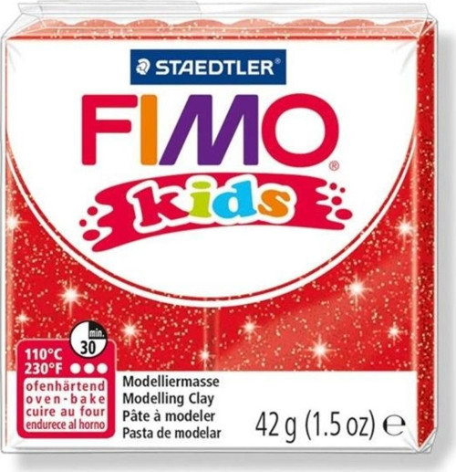Fimo Kids Yumuşak Polimer Kil 42 gr 212 Yaldızlı Kırmızı