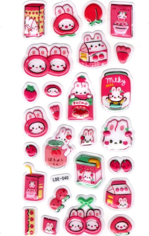 Sticker Kabartmalı Stiker Defter Planlayıcı Etiket (Lde040)-19x9cm - Şeker Tavşanlar