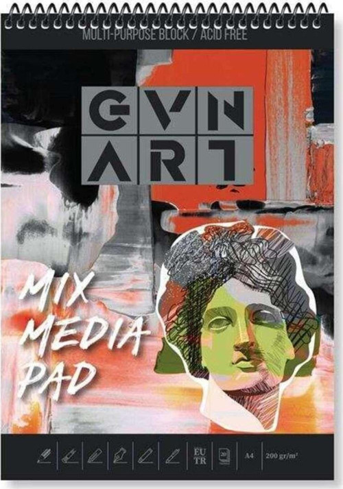 Mix Media Çok Amaçlı Sanatsal Blok Defter 200 G A4 20 Yaprak