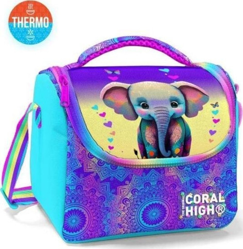 Kids Pembe Turkuaz Fil Desenli Thermo Beslenme Çantası 11883