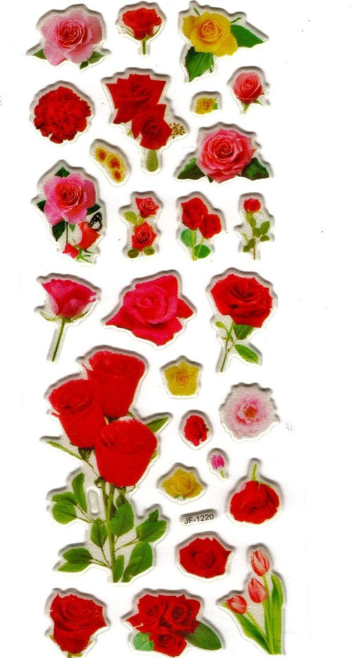 Sticker Kabartmalı Stiker Defter, Planlayıcı Etiket (JF1220) 16x7 cm- Gül Çiçek