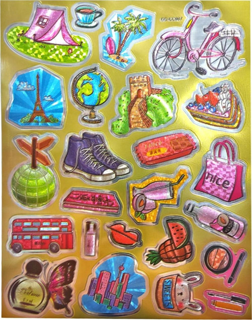 Metalik Sticker Stiker Defter Planlayıcı Etiket (QS007)-25x20 cm- Tatil Kamp