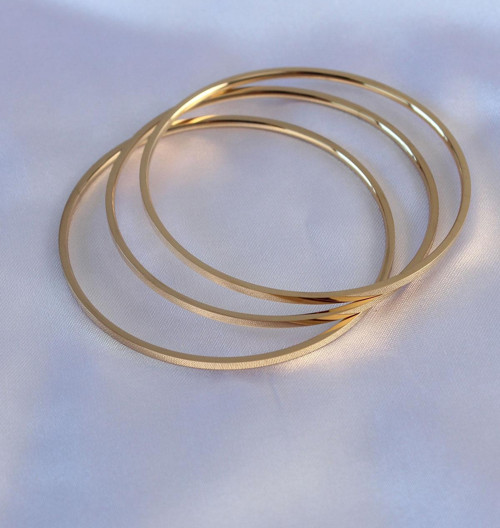 316L Çelik Gold Renk Ajda Model Kadın 60 mm Bilezik - TJ-BB5360