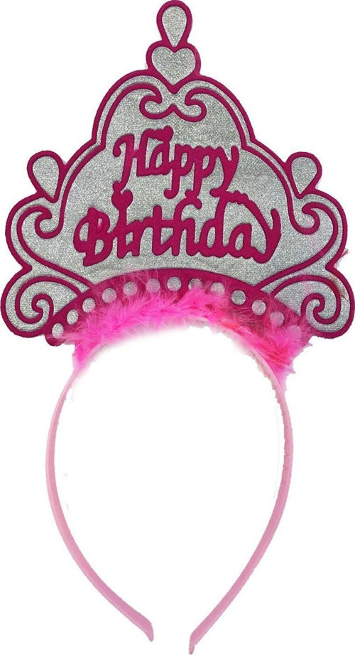 Happy Birthday Neon Pembe Renk Doğum Günü Tacı 24x15 cm