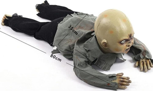 Sesli Işıklı ve Sensörlü Yerde Emekleyen Hareketli Bebek Hayalet Zombi Dekor 30x85 cm