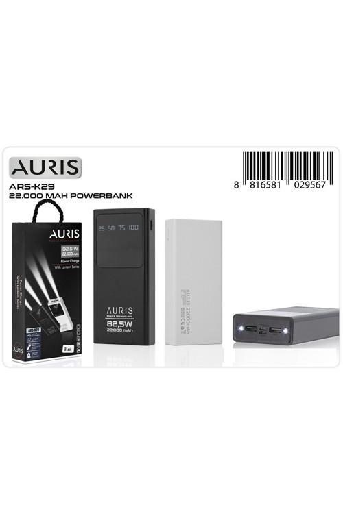 22.000 Mah Taşınabilir Şarj Aleti Powerbank 82.5W Çift Girişli El Fenerli