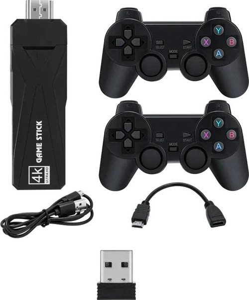 4K Android TV Stick ve Retro Game Konsol 10000 Oyunlu 64GB Siyah