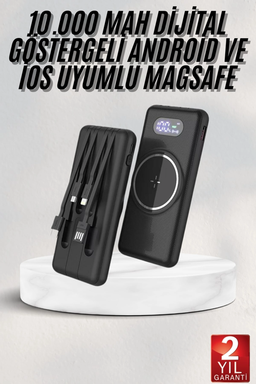 10000 Mah Led Ekranlı Dahili Kablolu Hızlı