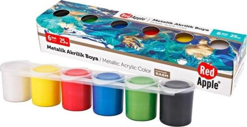 Metalik Akrilik Boya 6 Renk x 25 ml Sıralı Set