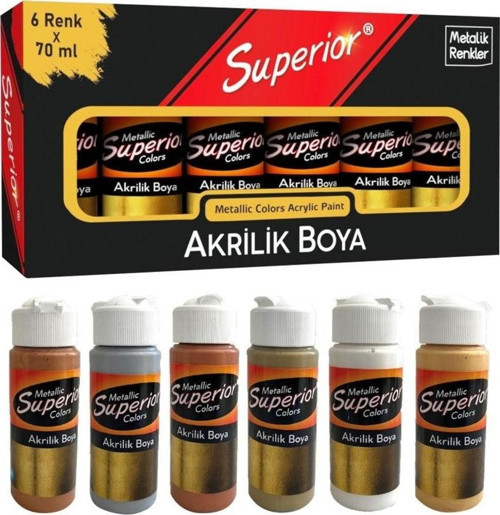 Akrilik Boya 6 Renk x 70 ml Yaldızlı Renkler
