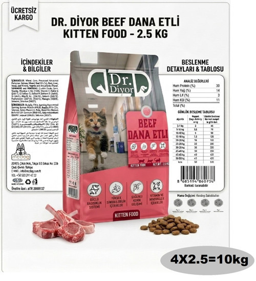 Biftekli Yavru Kuru Kedi Maması 10kg(4X2.5)