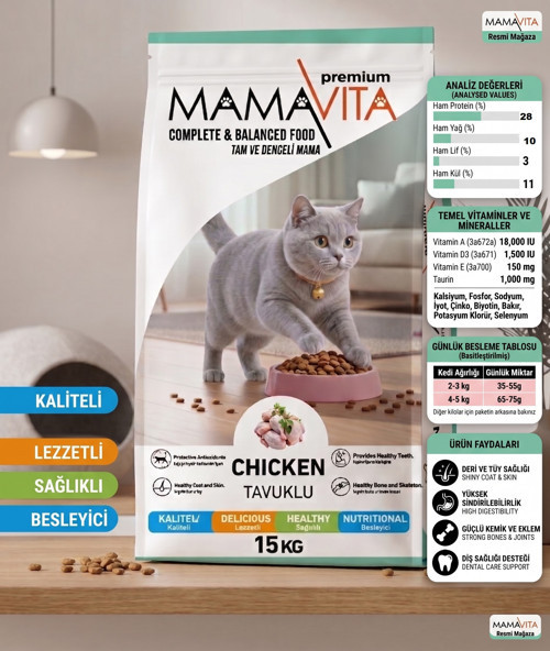 Tavuk Etli Yetişkin Kuru Kedi Maması 15kg