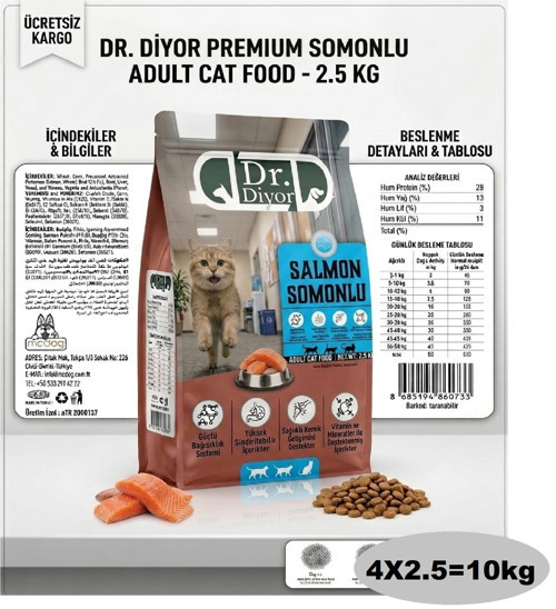 Somonlu Yetişkin Kuru Kedi Maması 10kg(4X2.5)