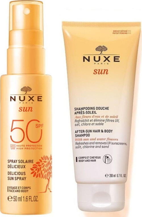 Sun Güneş Koruyucu Yüz Ve Vücut Spreyi Spf 50 50 Ml-Nuxe Sun Güneş Sonrası Şampuanı 200 Ml