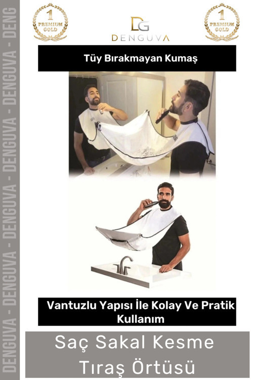 Denguva #TıraşÖrtüsü Vantuzlu Pratik Ev Tipi Kıl Toplama Önlüğü Apronu Saç Sakal Kesme Beyaz Tıraş Örtüsü 2