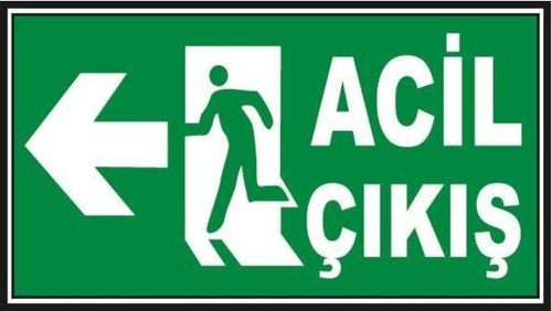 5 Adet Fosforlu Acil Çıkış Levhası - Fotolümenli - Sol Yön