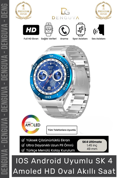 #AkıllıSaat 3AMOLED Ekran Bluetooth Arama GPS NFC Metal Gri Kordon IOS Android Uyumlu Akıllı Saat