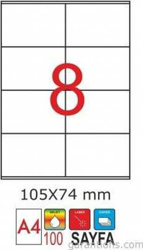 2055 Laser A4 Sayfa Etiketi 105x74,25mm (100 lü Paket)