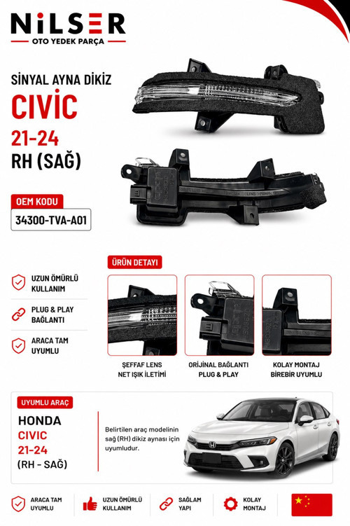 Honda Civic Ayna Sinyal Sağ 2021-2024 FE1