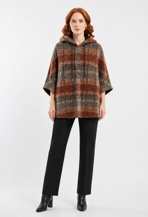 Kadın Kapüşonlu Oversize Desenli Sweatshirt Uzun
