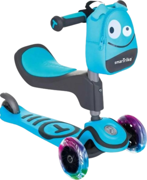 T1 3’ü 1 Arada Oturaklı ve Çantalı Çocuk Scooterı (15 Ay - 5 Yaş) - Blue
