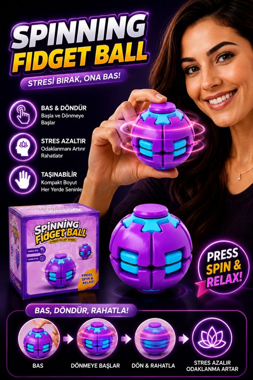 Spinning Fidget Ball Basmalı Dönen Stres Topu El Egzersiz ve Rahatlama Oyuncağı