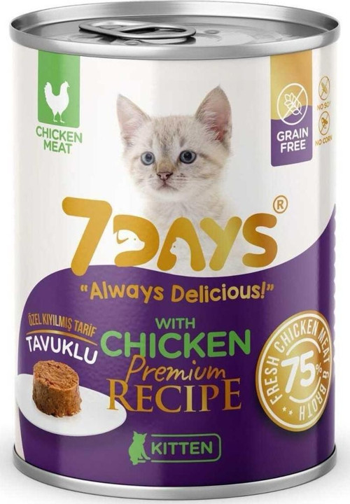 7 DAYS Tavuklu Kıyılmış Yavru Kedi Konserve Maması 415 Gram