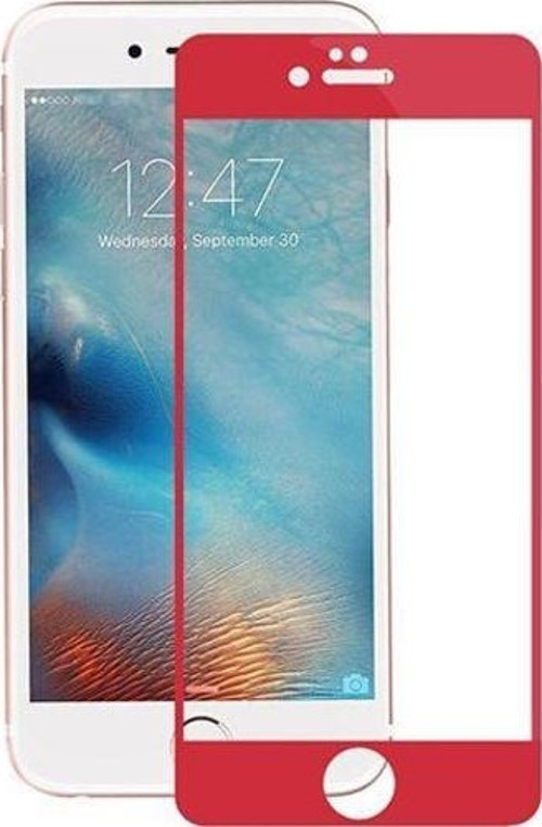 iPhone 6 Plus / 6s Plus Kavisli 4D Cam Ekran Koruyucu Kırmızı