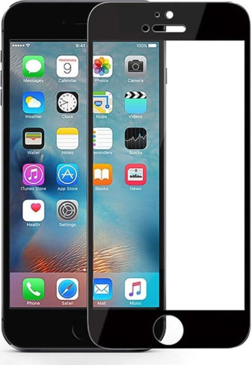 iPhone 6 Plus Metal Kenarlı Cam Ekran Koruyucu Siyah