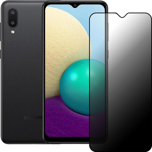 Samsung Galaxy A02 Hayalet Privacy Gizli Cam Ekran Koruyucu Siyah