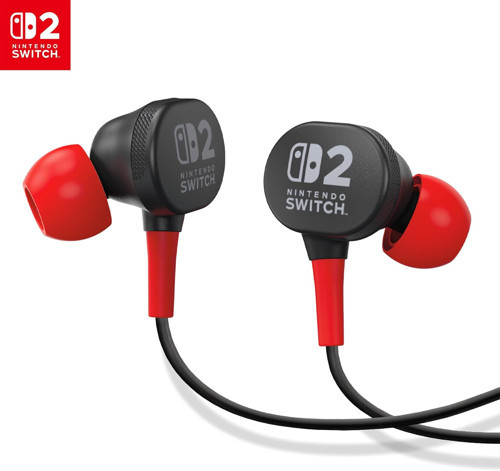 Wired Earbuds For Nintendo Switch 2- Black, Officially Licensed, 8 Mm Speaker Drivers, In-Ear