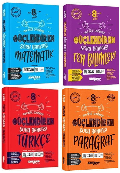 Ankara 8. Sınıf Matematik + Türkçe + Fen + Paragraf Güçlendiren Soru Seti 4 Kitap 2023