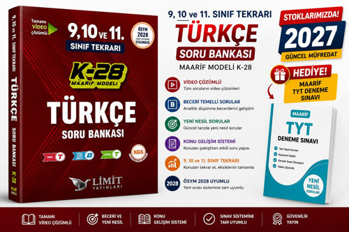 LİMİT YAYINLARI 2028 MAARİF TYT TÜRKÇE SORU BANKASI-TYT MAARİF DENEME HEDİYELİ!!