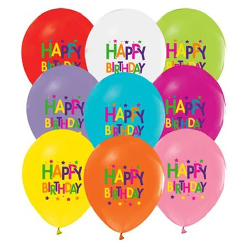 Balon 4+0 Süperstar Birthday Baskılı Pastel 100 Lü