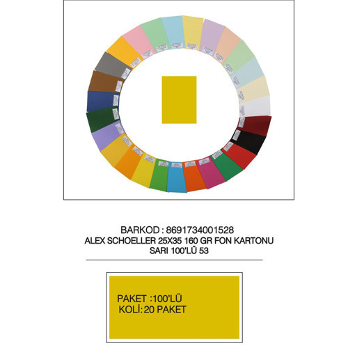 Fon Kartonu 160 GR 25x35 53 Sarı