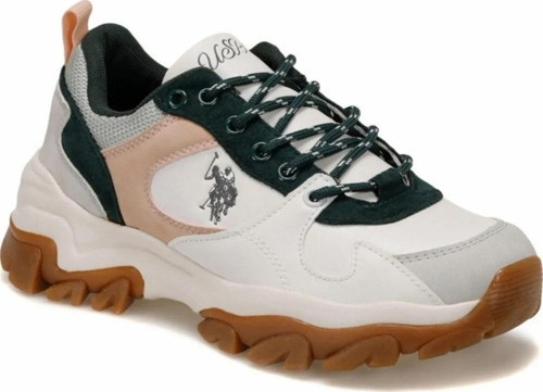 Tracky Beyaz Yeşil Kalın Taban Kadın Spor Ayakkabı Sneaker