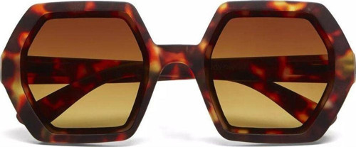 Emma Big Hexagonal Unisex Güneş Gözlüğü Klasik Havana