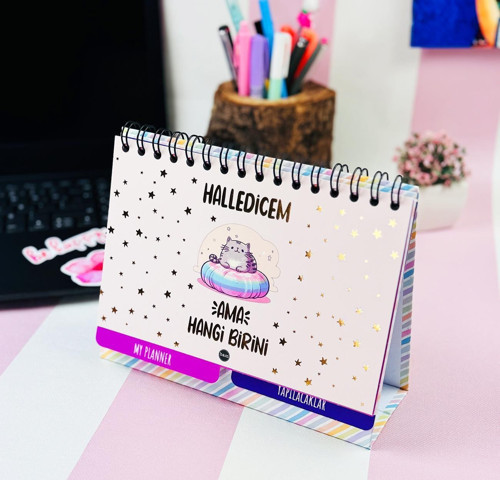 Halledicem Ama Hangi Birini V2 Tasarımlı Yeni Nesil Masa Üsü Planner 2 Sayfa Sticker