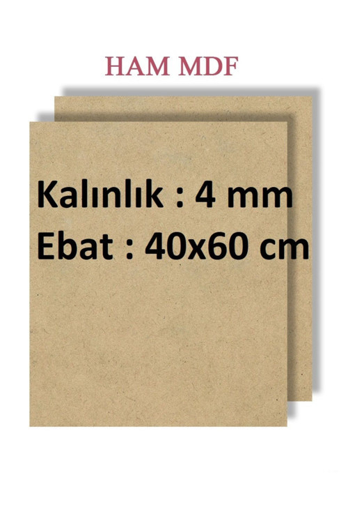 4 Adet Duralit Ham Mdf , 40x60 cm Ebat , 4 mm kalınlık , Boyama Hobi Resim Altlığı Tuval