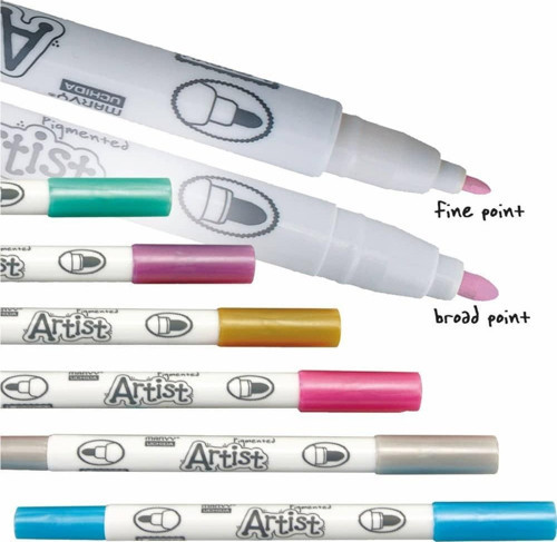 Astist Pigment Marker Çift Uçlu 6'lı Metalik Renkler