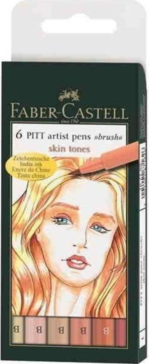 6 Pitt Artist Pen Fırça Uçlu Çizim Kalemi Skin Tones Ten Renkleri 167162