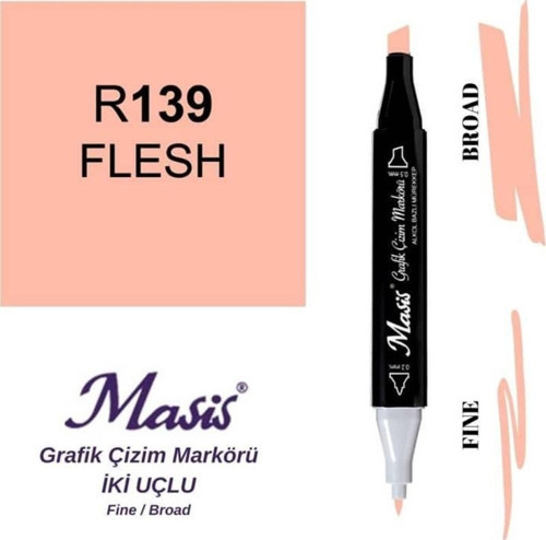 Çift Uçlu Marker Grafik Çizim Kalemi 139 Ten Rengi