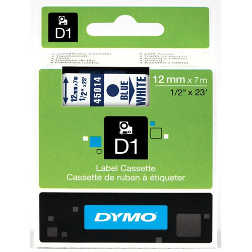 D1 Şerit Standart 12 MMx7 MT Beyaz Üzerine Mavi 45014 S0720540