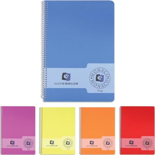 PP Kapak Spiralli Defter 70 gr A5 100 yp Kareli